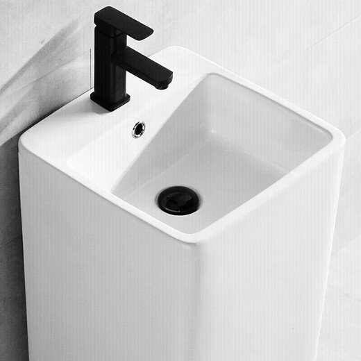 科勒（KOHLER）方形立柱洗手盆简约陶瓷连体立柱盆卫生间立式小洗手水池 829盆+陶瓷下水