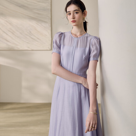 Roeyshouse Royyshouse Temperament Safran Purpur Taille Kleid 2025 Sommer neuer Modebüschel