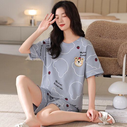 Lisa Beier de grande taille Pajamas Femmes 200 Jin [Jin est égal à 0,5 kg] shorts d'été Shorts gros soeur extra grande taille 200 Jin [Jin est égal à 0,5 kg] Famille de dessins animés lâches A3519 Shorts Suit M 80-95 Jin [Jin est égal à 0,5 kg]