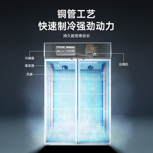 荣事达（Royalstar）饮料展示柜冷藏保鲜柜蔬菜双开门酒店商用纯风冷无霜立式玻璃门冰箱超市啤酒冷柜 728L双门【3D风冷无霜】5层
