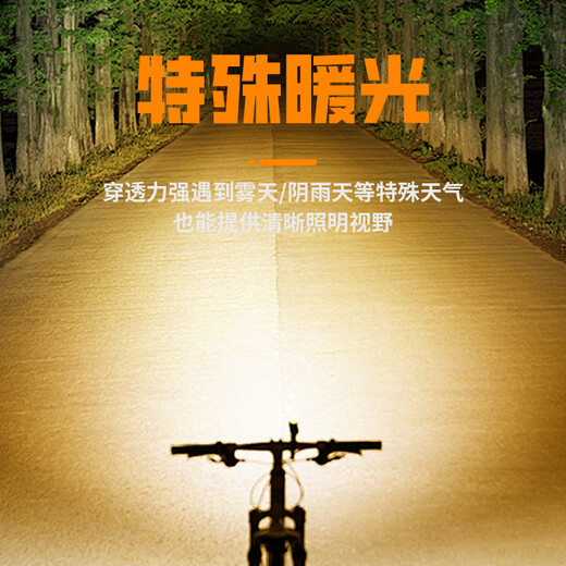 微笑鲨自行车夜骑光感强光手电筒防雨充电山地公路单车高音喇叭夜间车灯 数显光控/鸣笛】聚光9856L