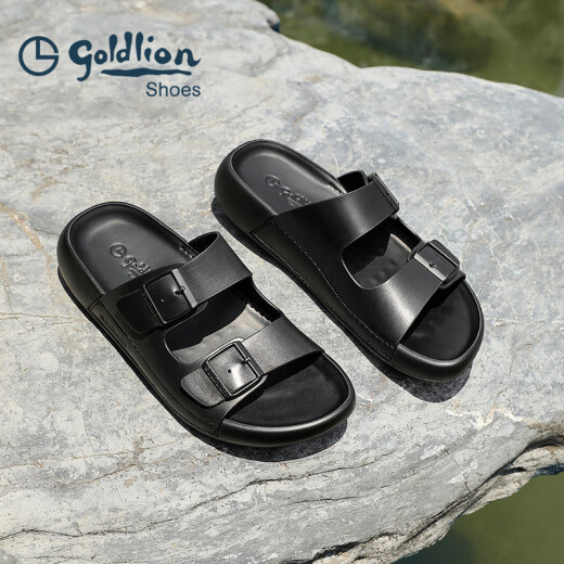Goldlion Herrenschuhe 2025 neue Sommersandalen für den Outdoor -Kleidung für Herren trendige Gelegenheitsschuppen G596520055AAF Black 39