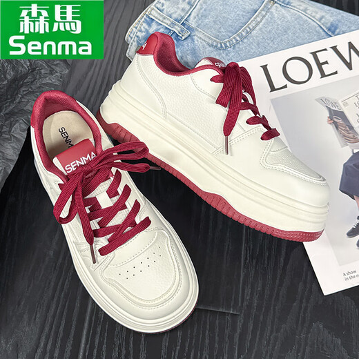 Semir women's shoes thick sole white shoes for women 2025 summer new casual shoes women's board shoes panda shoes breathable sports shoes for women w795 beige 37 (235mm)