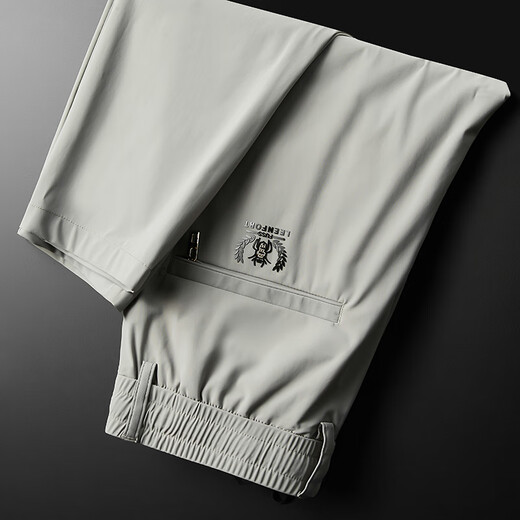Bestn High-End Ice Silk Pants Men's Slim Casual Pants Men's Summer Thin Straight Pants Quick-Drying Sports Pants Light Gray (1 Pair) 36