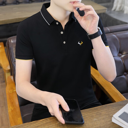 Gy Perlenboden Baumwoll-Revers-Polo-Hemd Herren Sommer Neuer High-End Business Casual Trend führt kurzärmelige Männer Rauchgrau Qy681 L [120-135Jin [Jin gleich 0,5 kg]]