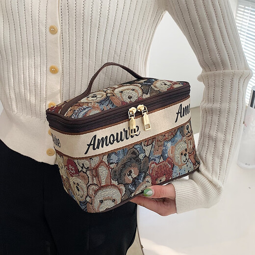 Cute Cartoon Bear Cosmetic Bag Large Capacity Portable Toiletries Bag Travel Storage Bag Portable Clutch Storage Bag Style 1
