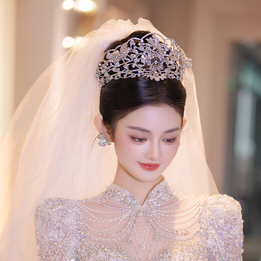 Hunter Bride French Heavy Industry High-end Crown Headwear Luxurious Wedding Princess Birthday Crown Wedding Accessories Crown + Earrings MT2502