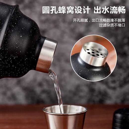 Jingchen American 304 stainless steel shaker shaker shaker hand shaker cocktail home bar shaker 500ML tool set mixer black 500ML black 3-piece set