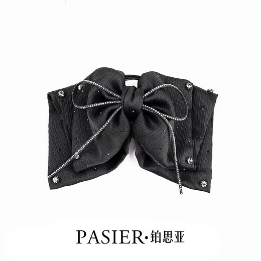 Bosiya Bow Ribbon Clip Women's 2025 New Black High-end Hair Clip Simple Versatile Ponytail Clip Light Luxurious Headwear Black Bottom Clip About 4cm Gift Box for Girlfriend