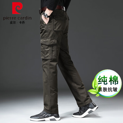 Pier Cardin American cotton work pants men's casual pants summer thin loose straight outdoor multi-pocket casual long pants gray 9922 thin 32