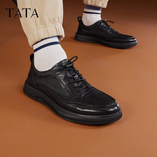他她TATA英伦商务休闲皮鞋男季VXQ01CM3 黑色 40
