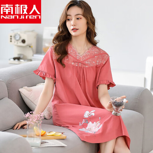 Antarctic pajamas women's summer nightgown modal cotton short-sleeved summer nightgown thin style middle-aged and young mothers' home clothes Y9906 M (80-100Jin [Jin equals 0.5 kg])