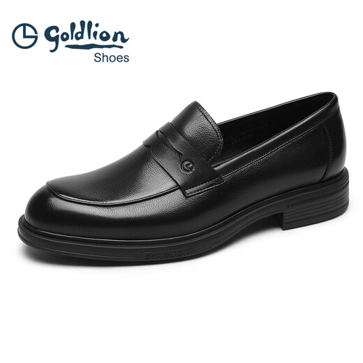 Goldlion Men's Shoes Casual Leather Shoes Business Sleeves Versatile Men's Shoes Soft Soled Loafers G521330761AAA Black 43