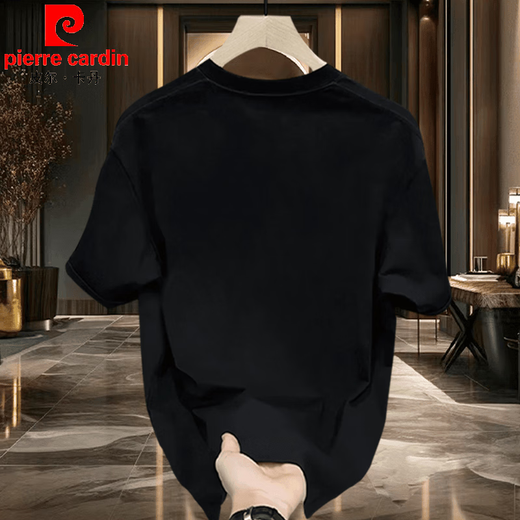 Pierre Cardin Traje de pareja de alta gama camiseta de verano 2025 NUEVA SUMMER SUPER HOT Internet Celebry Pure Cotton Special de manga corta para hombres Black [frontal grande K1049 Rose rojo simple L Recomendado 120-140Jin [Jin iguala 0.5 kg]