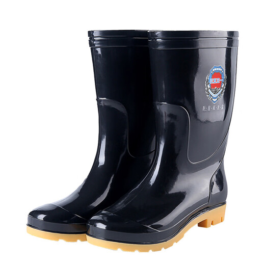 
3531 medium tube beef tendon sole anti-slip wear-resistant acid and alkali resistance three rain boots rain boots labor protection black rubber shoes water shoes black 41