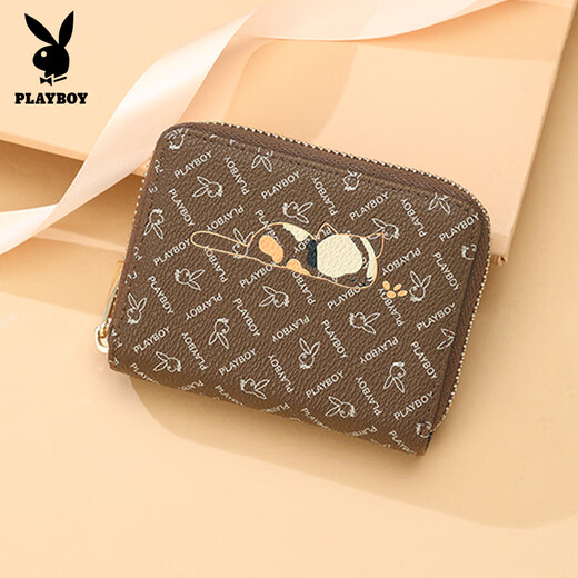 花花公子（PLAYBOY）新款女士钱包钱夹大容量短款零钱包时尚迷你手拿包短夹卡包 深色251【11卡位/便捷实用】