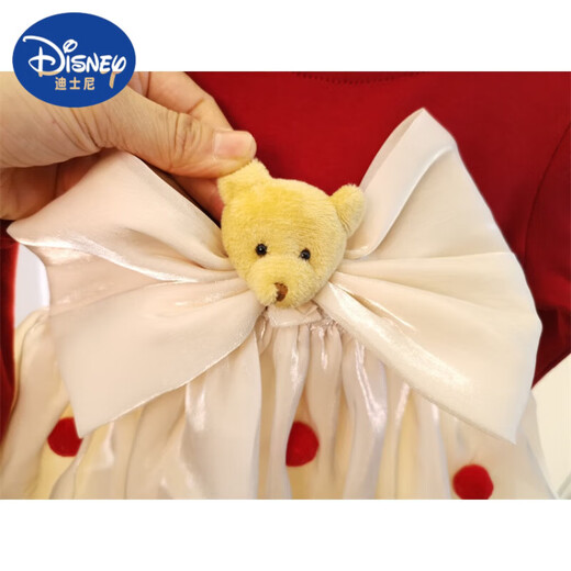 迪士尼（Disney）秋冬女宝宝周岁礼服公主裙加绒女童连衣裙秋装婴儿衣服洋气小裙子 4877红色 不加绒 80 cm ( )
