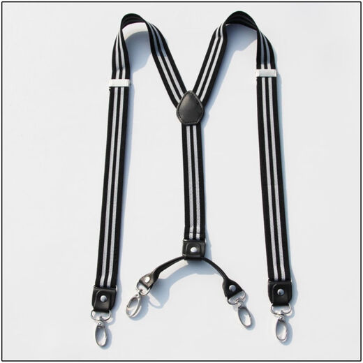 Changyin four-clip strap clip hook overalls 2.5cm wide suspender belt Fashion hook suspender clip trendy hook black 2.5cm