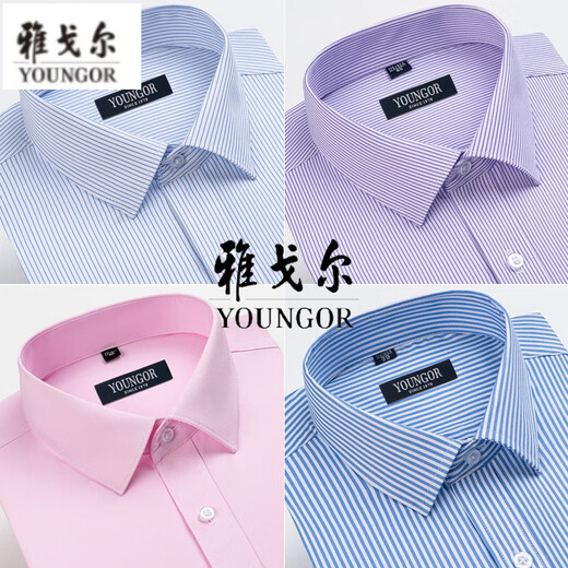 CEO Yageol Long Sleeve Shirt Men's 2025 New Pure Cotton No-Iron Middle-aged Casual High-end Professional Shirt 6624 38 (Suggested 100-115Jin [Jin equals 0.5 kg])