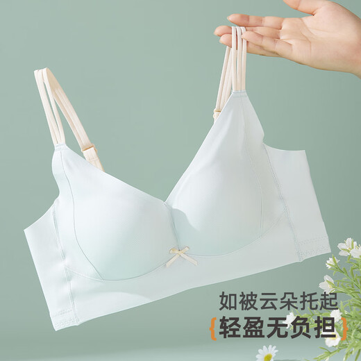 雅黛俪（ALDOLA）内衣女提拉小胸聚拢显大2025春夏新款收副乳防下垂调整型文胸罩 冰蓝 75A