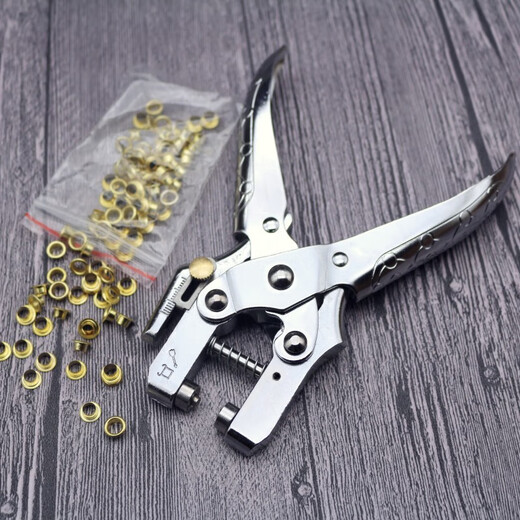 Vinoa Air-Eye Stanzzange einloch ein Loch Stanzkrimpszange Metallschutz Ring Bindungsmaschine Handbuch Hand drücken 6174 Pressen Crimpange + 4,5 mm Goldschnalle