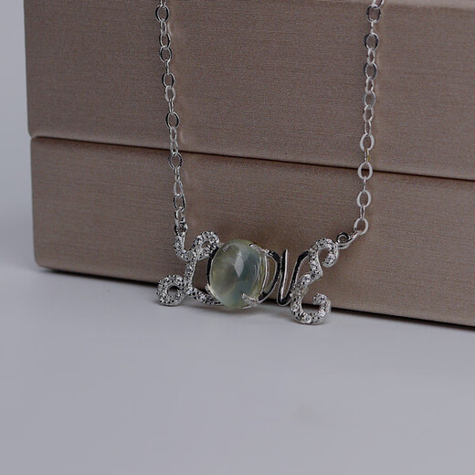 Lieruiyunshangbodhi natural prehnite inlaid 925 silver necklace lapis lazuli love necklace simple Korean version