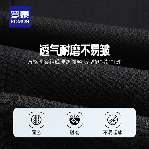 ROMON Men's Suit Suit 2025 Spring New Business Casual Professional Suit Western and Middle Youth Suit Black M (170)