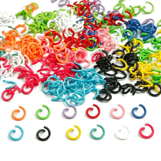 DIY homemade keychain pendant macaron color 8mm metal paint small single ring connecting ring open C ring accessories random mixed colors 50 pieces