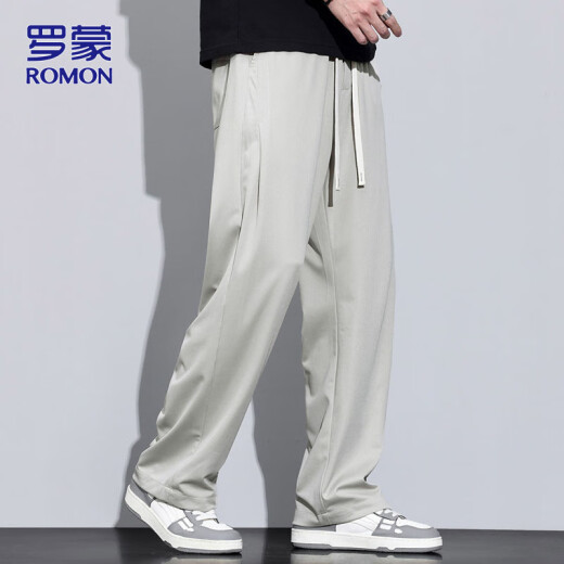 罗蒙（ROMON）休闲裤男士夏季宽松裤子男薄款直筒男裤垂感阔腿裤 杏色 XL