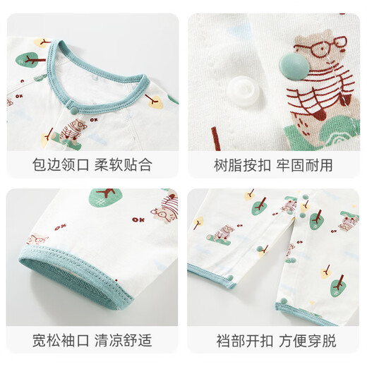 翘脚鸭（Tiptoe Duck）婴儿衣服新生儿夏季薄款连体衣宝宝内衣贴身睡衣 熊博士2件 90cm