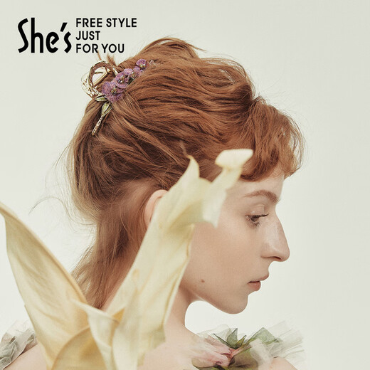 She s Akiko Rousseau Holiday Embroidery Flower Craft Crystal Vertical Grip Shark Clip Hair Clip Hair Accessory Hair Clip Birthday Gift Purple E0