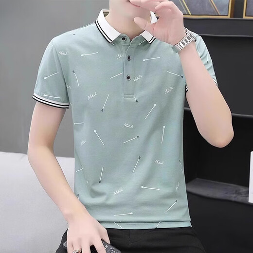 Seven Wolves summer short-sleeved T-shirt men's printed pure cotton lapel POLO shirt thin T-shirt top men 677 white XL [121-140Jin [Jin equals 0.5 kg]]