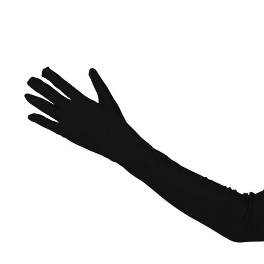 Jingji Satin Stretch Gloves Long Festival Party Performance Bar vestido de baile Vestido retro Vestido de novia Hepburn Photo Black Extended Gloves [Long 53cm1 Par]