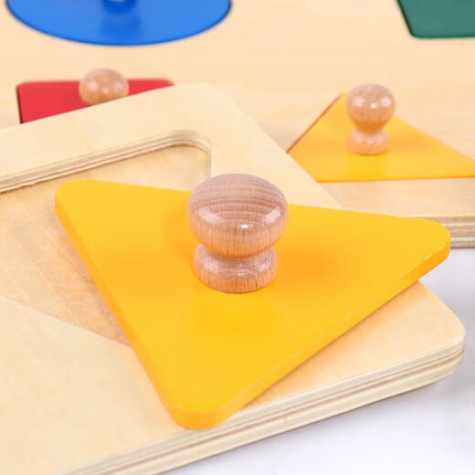 Hao Chuang Montessori Unterrichtshilfen-Panel für frühkindliche Kinder im Alter von 0 bis 3 Jahren, handkennzeichnendes Board, geometrische Puzzle-Form-Matching Toy Graphics Montessori Drei-Kreis-Panel