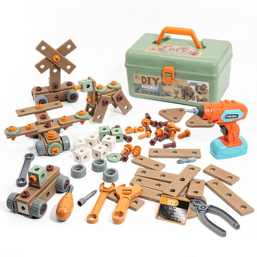 Assemblage de la boîte à outils pour enfants Qianfeng Ensemble de visualités de simulation à outils pour la boîte à outils et démontage Puzzle électrique à domicile DI [Drillage électrique unique]