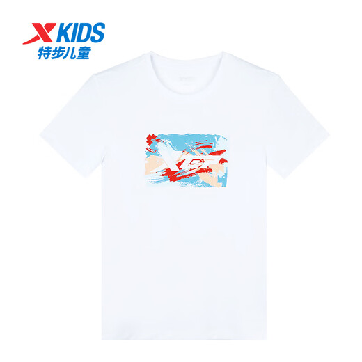 Xtep children's short-sleeved summer cool breathable quick-drying casual short T-shirt for girls fashionable and versatile outdoor half-sleeved top t 9435 pearl white [smart] 150