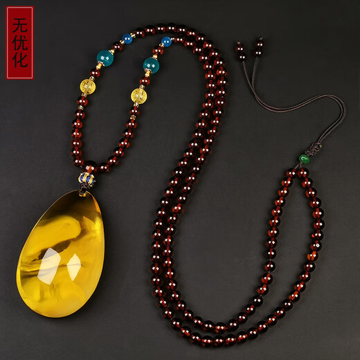 Amber style, one thing, one picture, one certificate, natural beeswax pendant, amber pendant necklace, raw gold minced honey, flawless pendant, 19.48g, 62*32*20mm