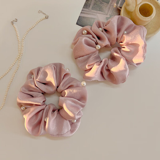 The Story of Danqin Rose Liu Yifei's same style pearl large intestine hair tie women's hair rope ball scalp tendon headband hair accessories Liu Yifei's same style nude pink hair tie