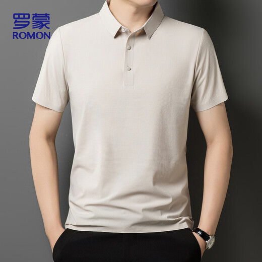 T-shirt Romon T-shirt pour hommes à manches courtes de protection solaire à manches à manches courtes à manches courtes Shirt ZH12357M APPRICOT 4XL