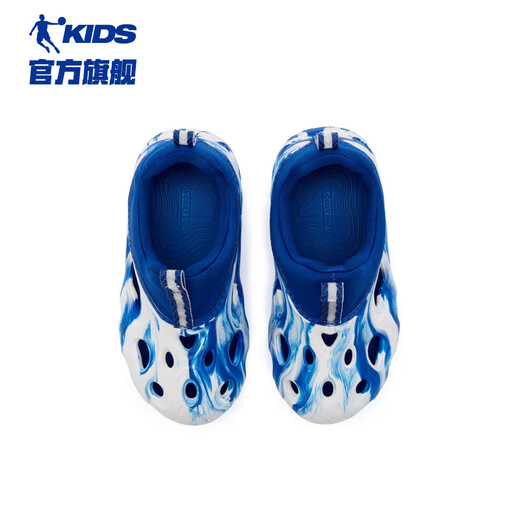 Jordan Qiaodan Shopping Mall Same Boy Boys Breathable Hole Chaussures 2025 Été Nouveau produit Sandales pour enfants Chaussures One-Fot Vital Vital Blue / Jordan White 33