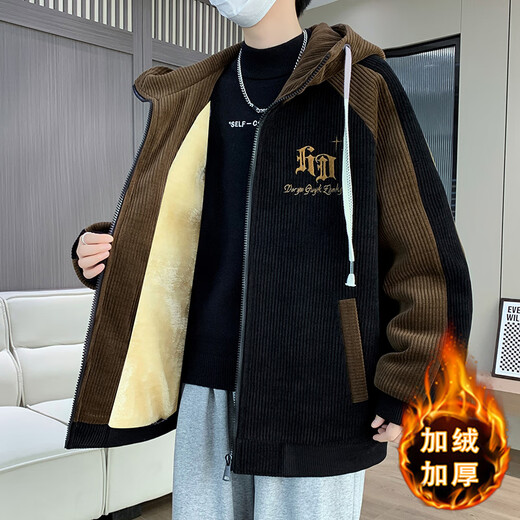 QLTQZQ加绒加厚外套男孩13初中学生棒球服夹克15岁青少大童秋冬装 6625米白(单件外套) 加绒 加厚 M 90-110斤左右