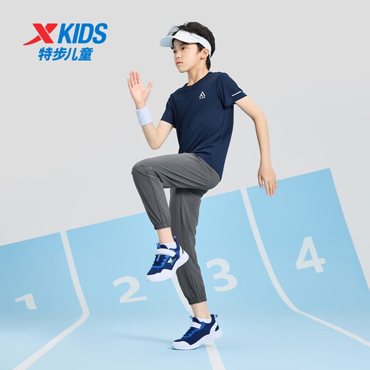 
XTEP (XTEP) children's summer short-sleeved sweater for short T-medium-sized children's boys breathable and comfortable sports and casual T-shirt Deep Blue [9215] 175 cm