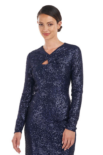 JS Collections Women's Haven Twist Knee Dress, Navy Navy 14