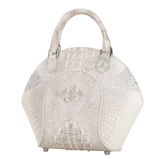 Kavanti Himalaya Shell-Tasche Licht Luxusmarke Strukturierte Krokodil-Leder-Frauentasche Echtes Leder große Kapazität Crossbody Handtasche Himalaya White-Small