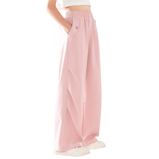 
OVE Girls' Wide Legs Summer Children's 2025 New Thin Ice Wire Straight Summer Girls' Pants Big Children's Summer Trousers 15085 Pink + 15282m Apricot [Combination] 120 cm