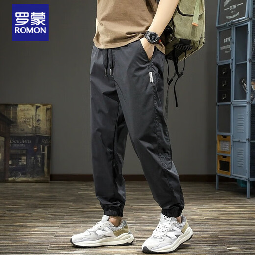 ROMON Spring and Autumn 2025 Workwear Men's Casual Pants Loose Quick-Drying Sports Pants New Harem Charge Pants Men's Khaki Autumn and Winter 4XL Recommended Weight 210-230Jin Jin is equal to 0.5 kg