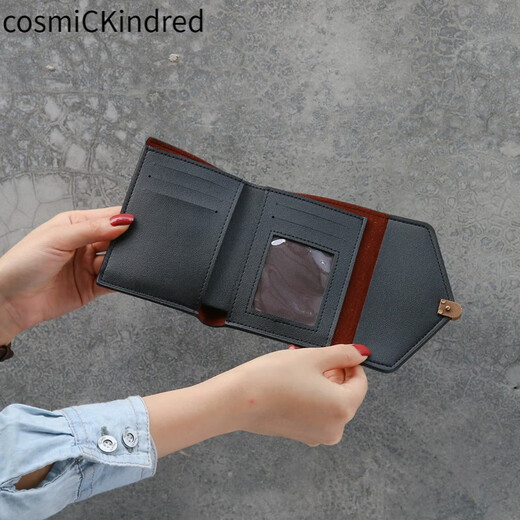 CosmicKindred2025新款欧美简约女士钱包女短款三折小钱包女零钱包卡包皮夹潮流 咖啡花