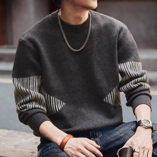 
Post-exploration American retro 698g heavy sweater men's winter thickened sweater loose 2024 new men's autumn and winter jacket dark gray L (125-145Jin[Jin equals 0.5 kg])