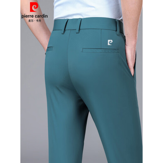 Pier Cardin Mulberry Silk Herrenhosen Casual Hosen Sommer Cool Elastic No-Iron Straight Ice fühlen Seide tägliche Hosen mittlerer Alters dünn grau [16761] 40 [195-210jin [Jin gleich 0,5 kg] Verschleiß]