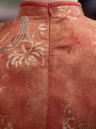 Cheongjing Cheongsam Chinese style small man in college entrance examination cheongsam mother in daily life can wear dress light summer clothes plus orange red style 1278 orange red style 1278 M